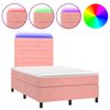 vidaXL Cama box spring c/ colch&atilde;o/LED 120x200 cm veludo rosa