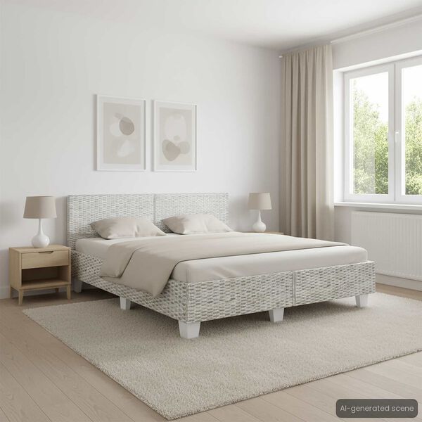 vidaXL Estrutura de cama 180x200 cm vime genuíno cinzento
