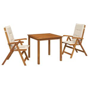 vidaXL Conjunto de jantar de jardim de 3 pe&ccedil;as Natural