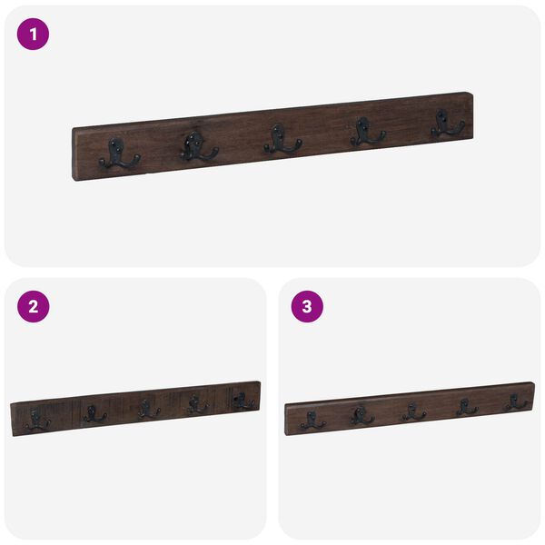 vidaXL Cabide Castanho 60 x 7 x 8 cm Madeira Refor&ccedil;ada S&oacute;lida