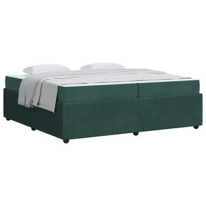 vidaXL Estrutura da Cama com colch&atilde;o Verde Escuro 200 x 200 cm tecido