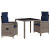 vidaXL Conjunto de Jantar para Exterior 3 pcs vime PE