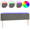vidaXL Cabeceira de cama c/luzes LED veludo 200x5x78/88cm cinza-escuro