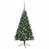 vidaXL Meia &aacute;rvore Natal artificial pr&eacute;-iluminada c/ bolas verde