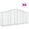 vidaXL Cestos gabi&atilde;o arqueados 6 pcs 200x30x80/100cm ferro galvanizado