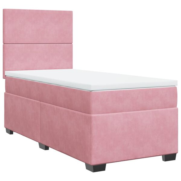 vidaXL Cama com molas/colch&atilde;o 90x190 cm veludo rosa