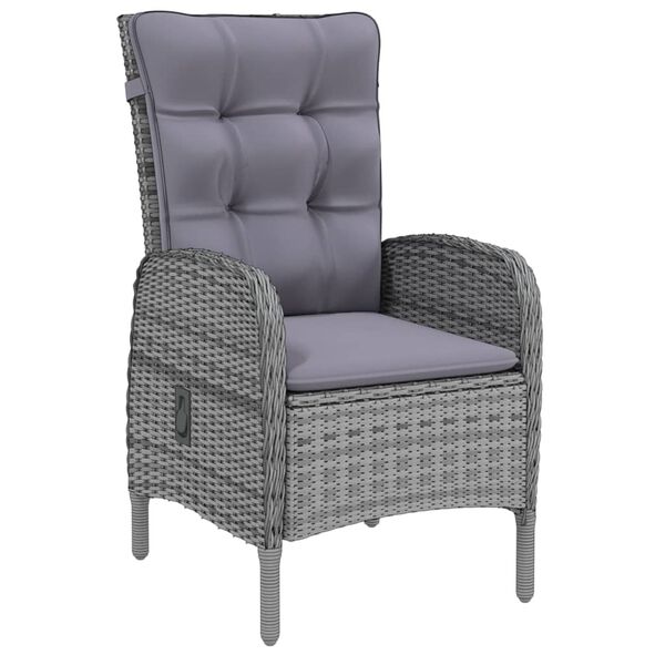 vidaXL 9 pcs conjunto de jantar para jardim vime PE cinzento