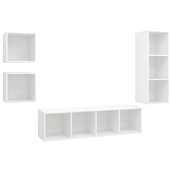 vidaXL 4 pcs conjunto de móveis de TV contraplacado branco
