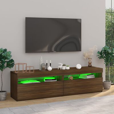 vidaXL Móvel de TV com luzes LED 2 pcs 75x35x40 cm carvalho castanho