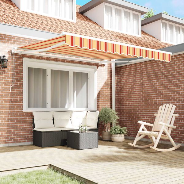 vidaXL Toldo Retr&aacute;til Manual Amarelo e Laranja 300 x 250 cm tecido