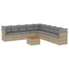 vidaXL 10 pcs conjunto de sof&aacute;s p/ jardim com almofad&otilde;es vime PE bege