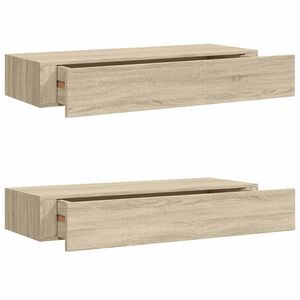 vidaXL Prateleiras parede c/ gavetas 2 pcs MDF 60x23,5x10 cm carvalho