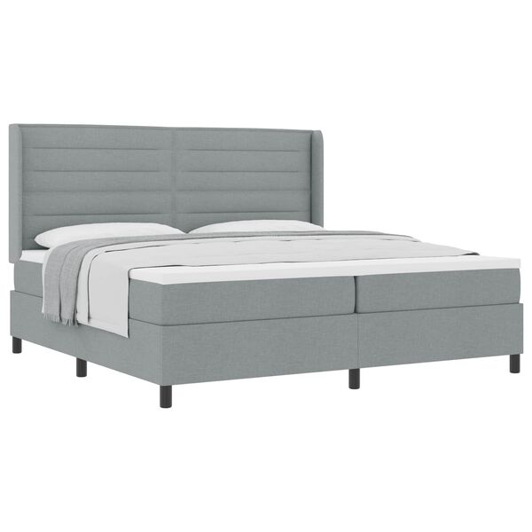 vidaXL Cama Box com colch&atilde;o Cinzento-claro 200 x 200 cm tecido
