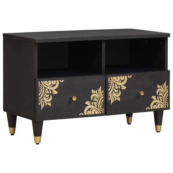 vidaXL Gabinete para TV Preto 70 x 33 x 46 cm Madeira de manga maci&ccedil;a
