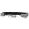 vidaXL 11pcs conj. lounge jardim c/ almofad&otilde;es vime PE cinzento-escuro