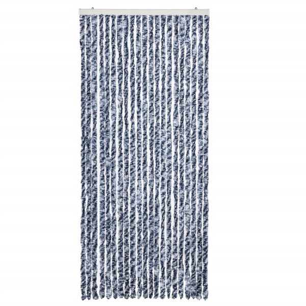 vidaXL Cortina anti-insetos 90x200 cm chenille azul e branco
