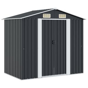 vidaXL Abrigo de jardim 204x132x186 cm a&ccedil;o antracite