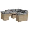 vidaXL 12 pcs conjunto de sof&aacute;s p/ jardim com almofad&otilde;es vime PE bege