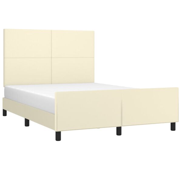 vidaXL Estrutura de cama c/ cabeceira couro artificial 140x200cm creme