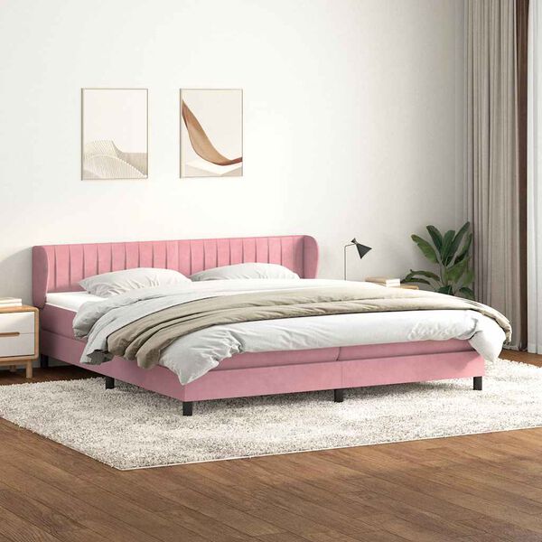 vidaXL Cama com molas/colch&otilde;es 180x210 cm veludo Rosa