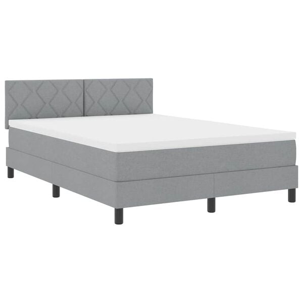 vidaXL Cama Box com colch&atilde;o Cinzento-claro 160 x 200 cm tecido