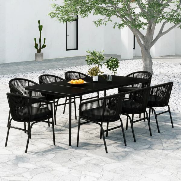 vidaXL 9 pcs conjunto de jantar para jardim preto