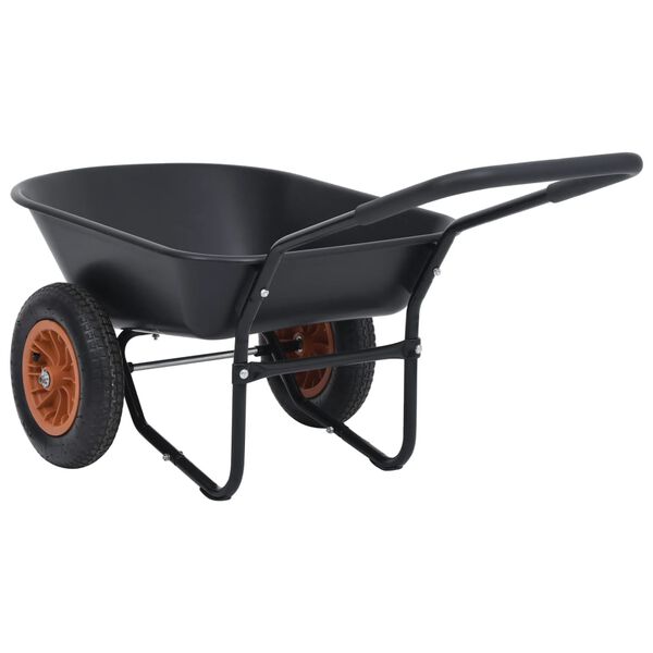 vidaXL Carrinho de m&atilde;o 78 L 100 kg preto e laranja