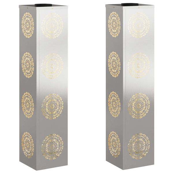 vidaXL Luz Solar LED de Caminho 2 pcs Prateado A&ccedil;o inoxid&aacute;vel