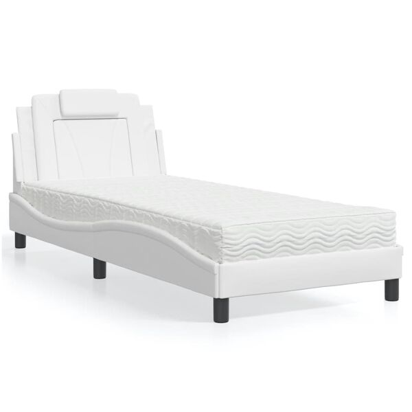 vidaXL Cama Viana com colch&atilde;o 80x200 cm couro artificial branco
