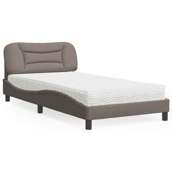 vidaXL Cama com colch&atilde;o Hvar 100x200 cm tecido cinzento-acastanhado