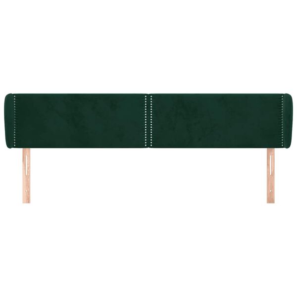 vidaXL Cabeceira de cama c/ abas veludo 163x23x78/88cm verde-escuro