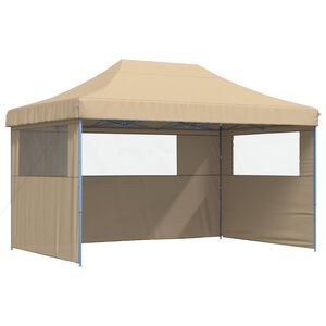 vidaXL Tenda para festas pop-up dobr&aacute;vel com 3 paredes laterais bege