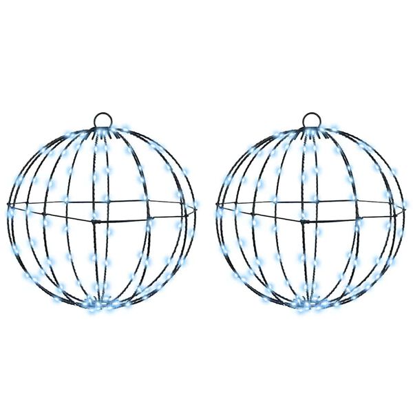 vidaXL Bola com 192 LEDs 2 pcs Branco frio 31,5 x 31,5 x 32 cm Metal