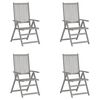 vidaXL Cadeiras jardim reclin&aacute;veis 4 pcs madeira ac&aacute;cia maci&ccedil;a cinza