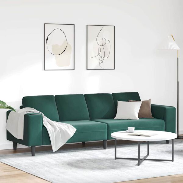 vidaXL Sof&aacute; de Sala de Estar Verde Escuro 250 x 77 x 76 cm