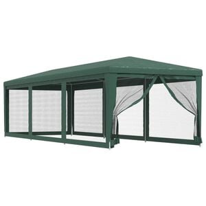 vidaXL Tenda p/ festas c/ 8 paredes laterais em rede 3x9 m PEAD verde