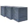 vidaXL Compostores de jardim 3 pcs 60x60x73 cm 780 L cinzento