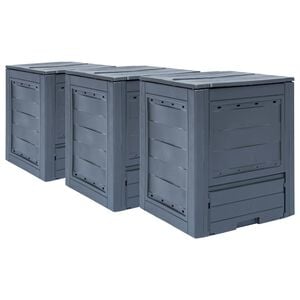 vidaXL Compostores de jardim 3 pcs 60x60x73 cm 780 L cinzento