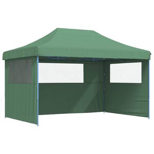 vidaXL Tenda p/ festas pop-up dobr&aacute;vel com 3 paredes laterais verde