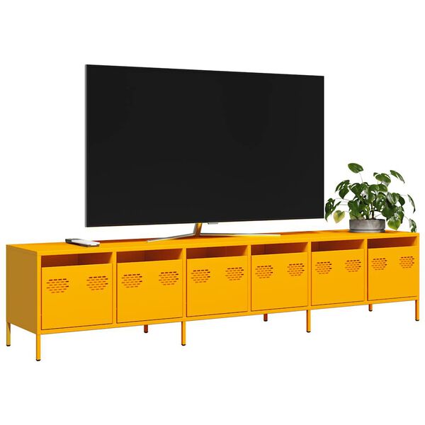 vidaXL Móvel de TV 202x39x43,5 cm aço laminado a frio amarelo mostarda