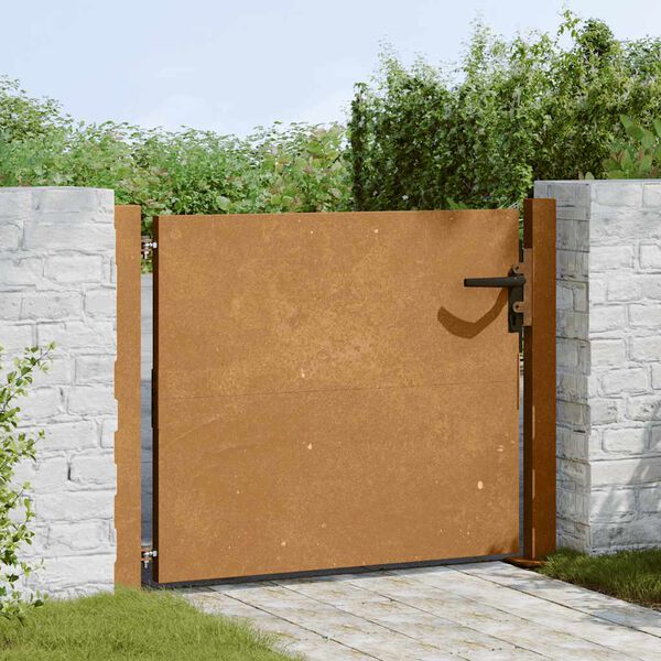 vidaXL Port&atilde;o de jardim 100x100 cm A&ccedil;o Corten