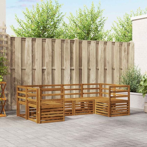 vidaXL Conjuntos de sof&aacute;s 6 pcs Natural Madeira S&oacute;lida de Ac&aacute;cia