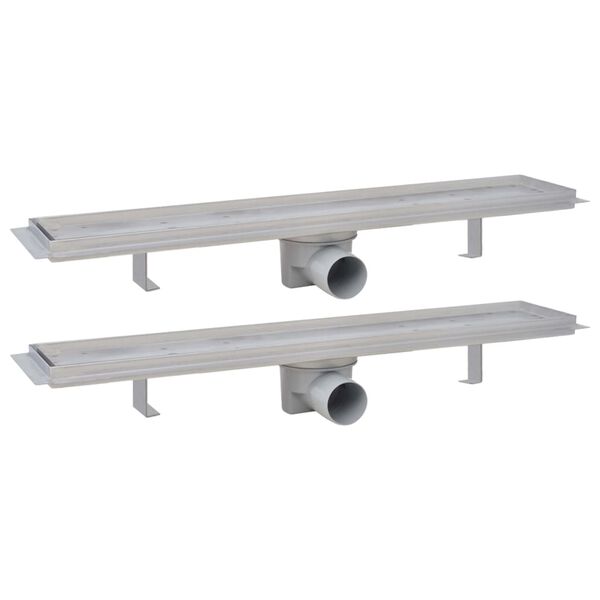 VidaXL Dreno de chuveiro linear 2 pcs 630x140 mm a&ccedil;o inoxid&aacute;vel