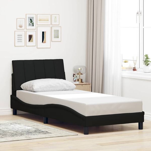 vidaXL Estrutura de cama sem colch&atilde;o Hanko 90x190 cm tecido preto