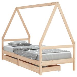 vidaXL Estrutura de cama infantil c/ gavetas 80x200 cm pinho maciço