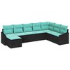 vidaXL Conjunto de Sof&aacute;s com almofada 8 pcs Preto vime PE