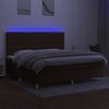 vidaXL Cama box spring c/ colch&atilde;o/LED 200x200cm tecido castanho-escuro