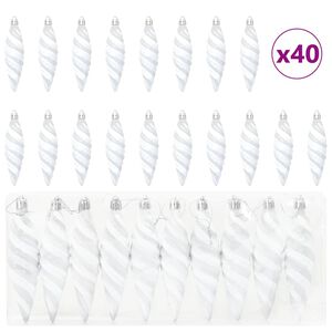 vidaXL Bola Espiral de Natal 40 unid. Branco 3 x 11 cm Pl&aacute;stico