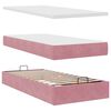 moldura de cama otomana vidaXL com colch&atilde;o rosa 100x200cm veludo