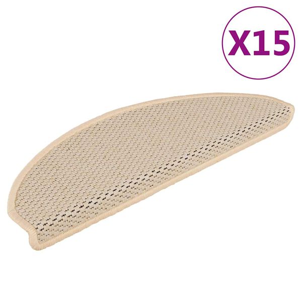 vidaXL Tapetes escada adesivos aspeto sisal 15 pcs 65x21x4 cm berbere